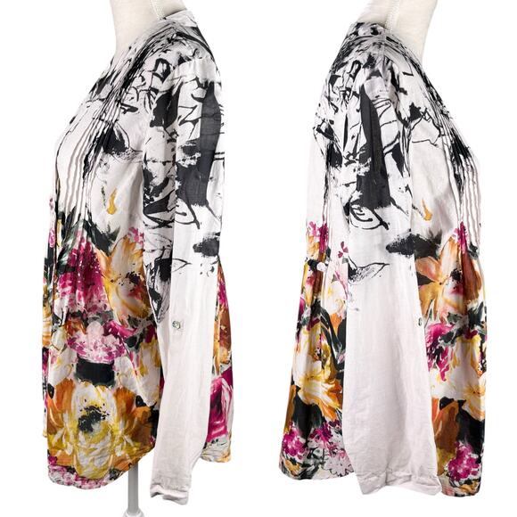 Soft Surroundings Champs De Fleur Floral Shirt Blouse L Button Down - Picture 6 of 16